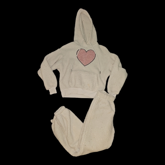 No Boundaries Cream Heart Sweatpants & Hoodie Set - Picture 2 of 4